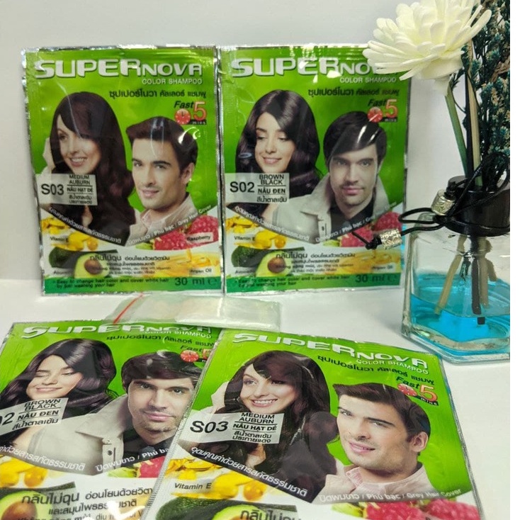 Dầu gội nhuộm SUPER NOVA Color Shampoo 30ml (nhuộm tóc tại nhà nâu đen - nâu hạt dẻ)