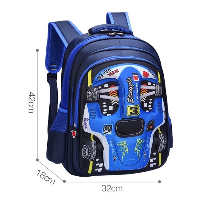 Balo chống gù lưng in hình oto 3D