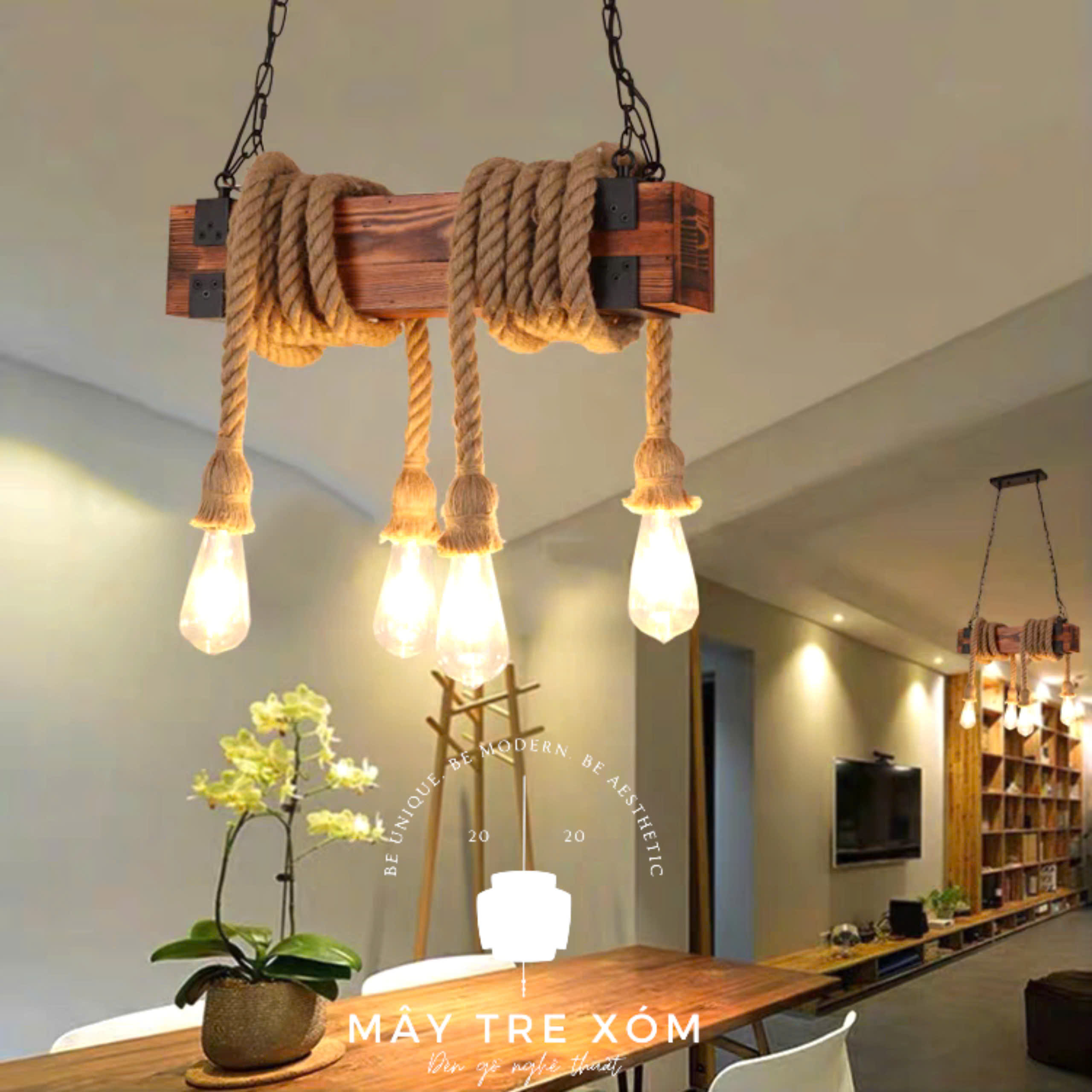 dây đui đèn thả dây thừng trang trí