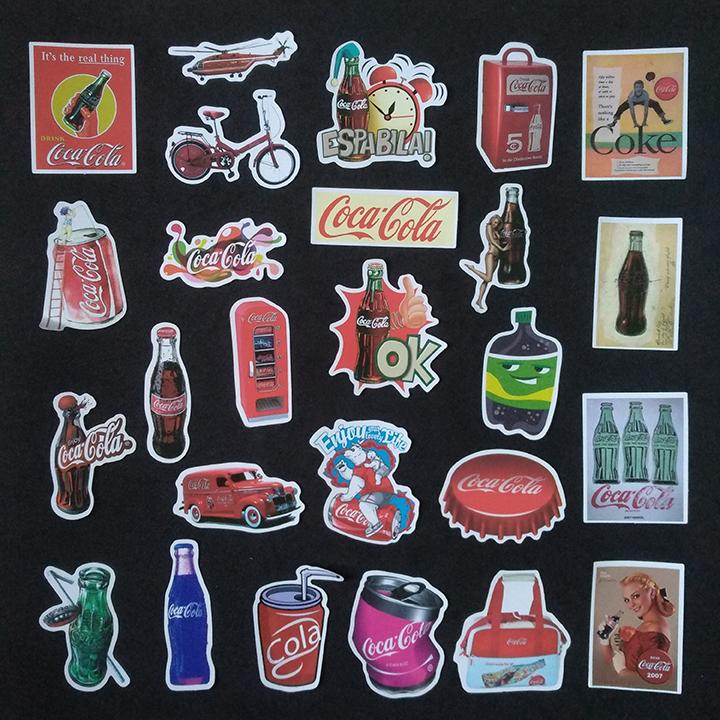 Bộ sticker dán cao cấp chủ đề coca-cola - dùng dán xe, dán mũ bảo hiểm, dán laptop...