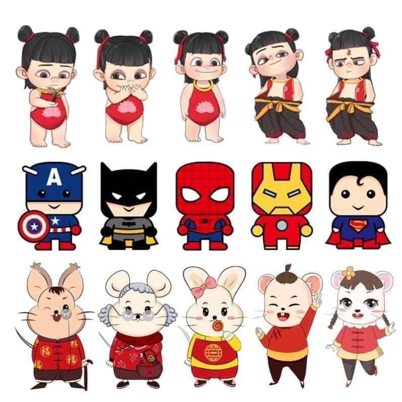 Combo 10 Túi đựng lì xì chibi 3D siêu hot giấy cứng bóng đẹp giao mẫu ngẫu nhiên