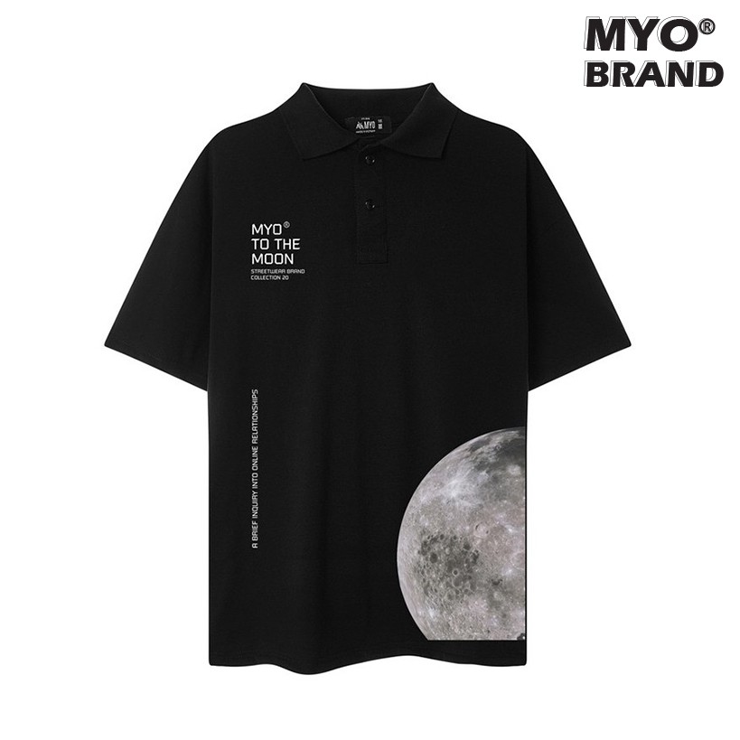 Áo polo myo vải cotton in hình to the moon