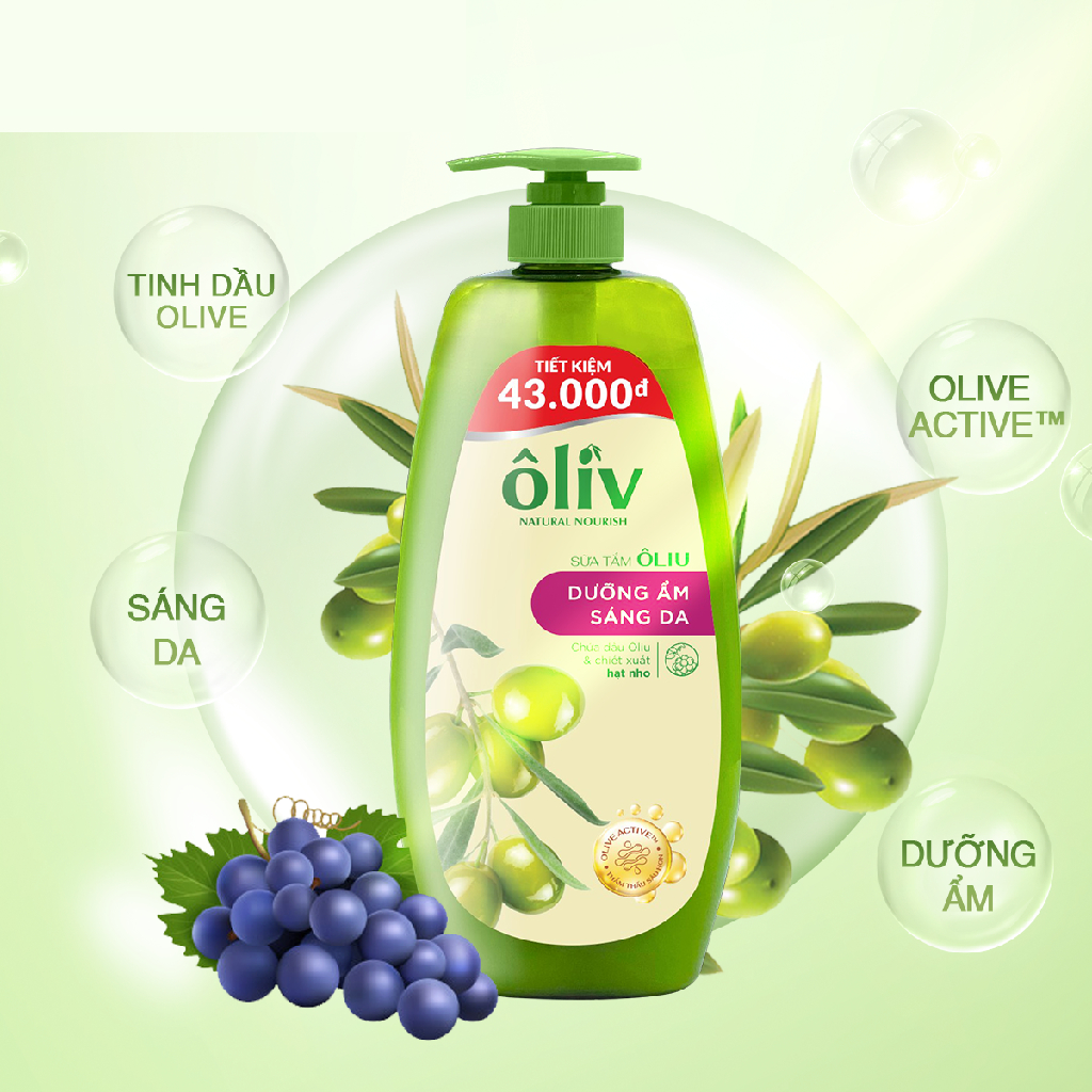 Sữa Tắm Dưỡng Da Oliv Dưỡng Ẩm Sáng Da 1L