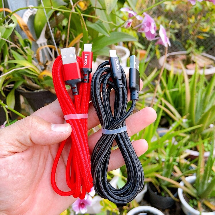 Cáp sạc dài 2m dây dù hoco x14 đầu micro usb/lightning