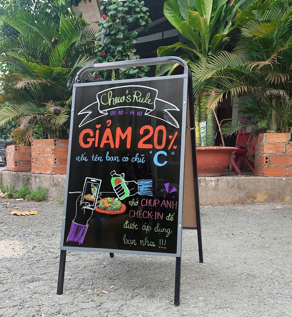 Double-Sided Wooden Menu Board, Written with Markers or Chalk