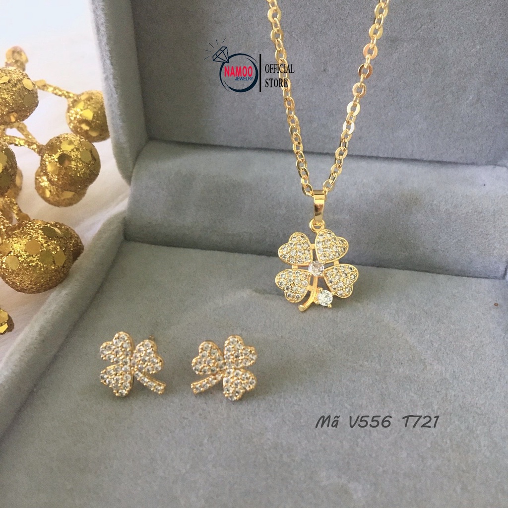 Set Dây Chuyền Và Bông Tai V556 T721 Xi Mạ Vàng