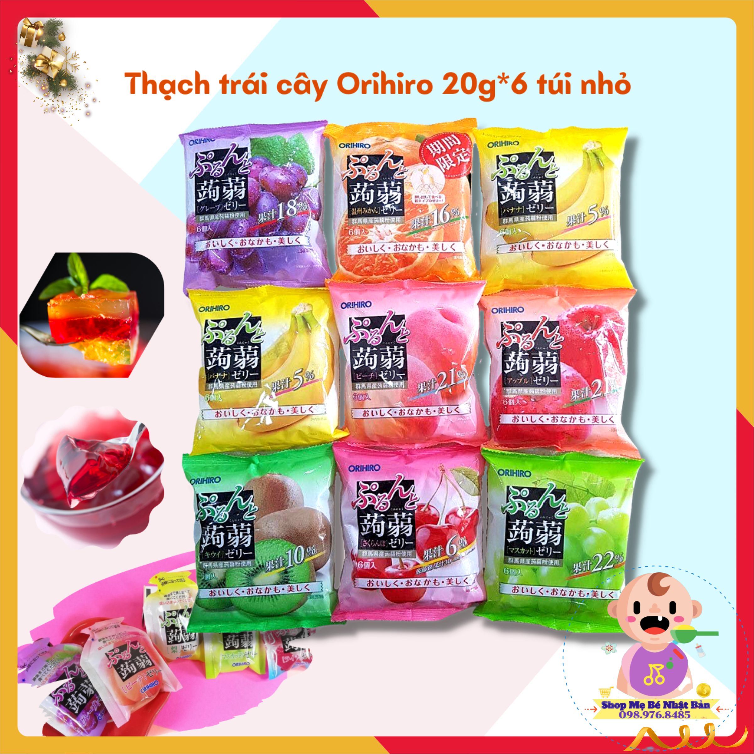 Thạch Trái Cây Orihiro Nhật Bản Cho Bé 20g*6
