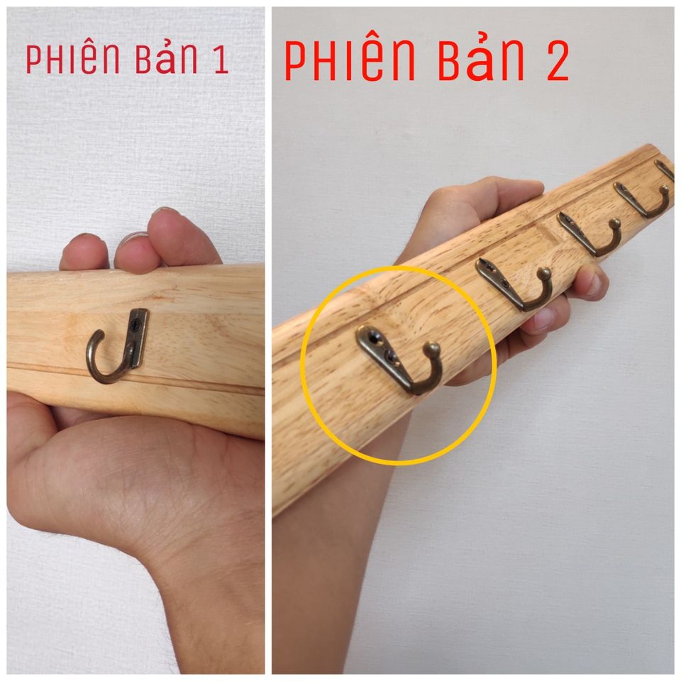 Móc đồng Thanh móc gỗ gắn tường