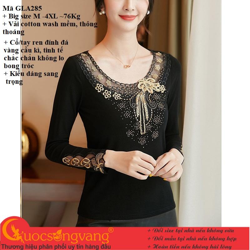 Áo kiểu nữ tay ren áo nữ đính đá vàng sang trọng GLA285 Cuocsongvang