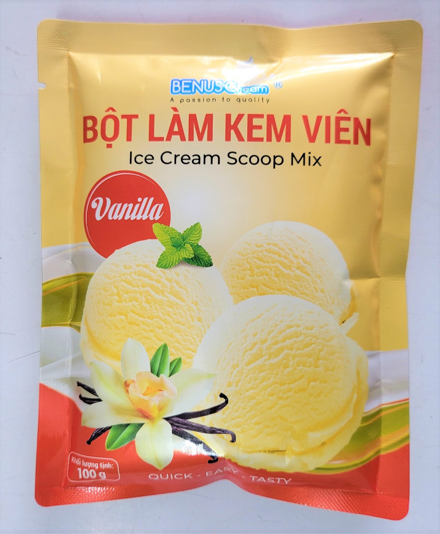 Bột làm kem viên benuscream vanilla ice cream scoop mix