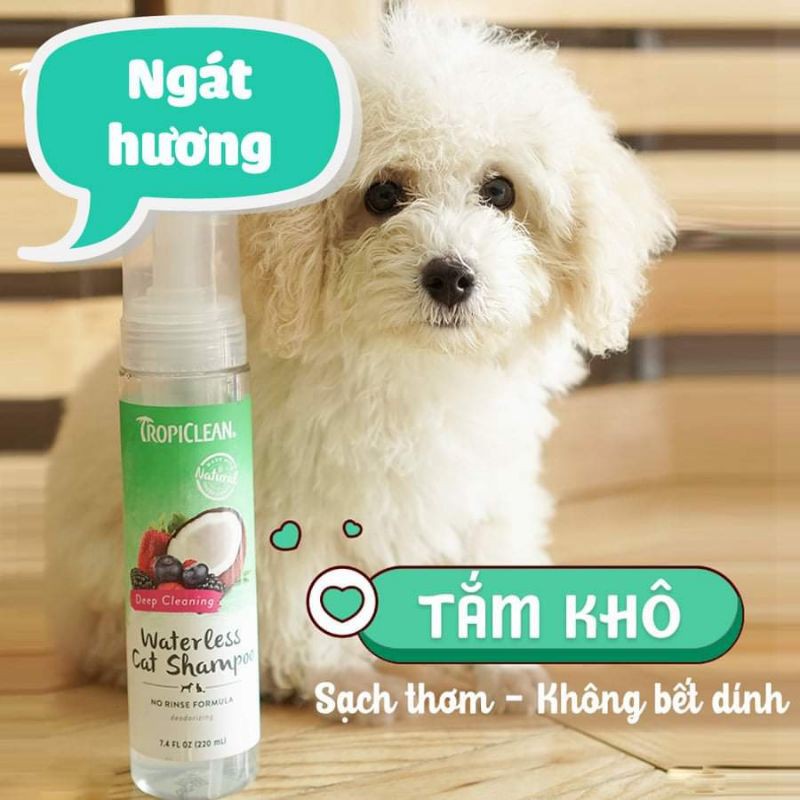 [HCM]Sữa tắm khô cho thú cưng Tropiclean
