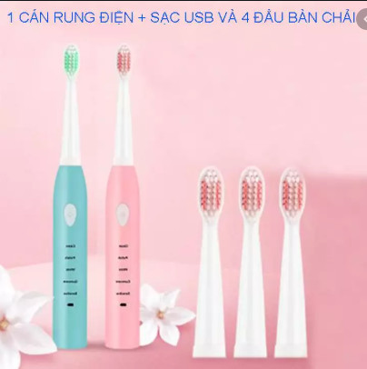 Bàn chải đánh răng tự động 5 chế độ chống thấm nước, cổng sạc USB, Bàn chải đánh răng tự động cho người lớn cao cấp, đầu bàn chải siêu mềm (Kèm 3 đầu bàn chải thay thế)