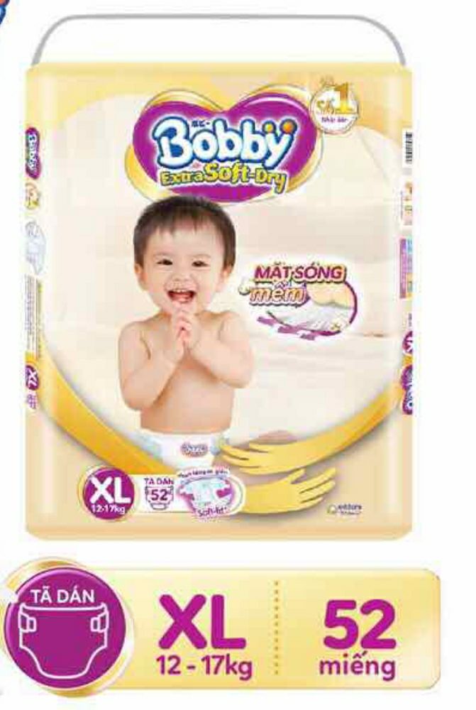 Tả dán Bobby Extra Soft Dry đủ size S74, L64, L58,Xl52