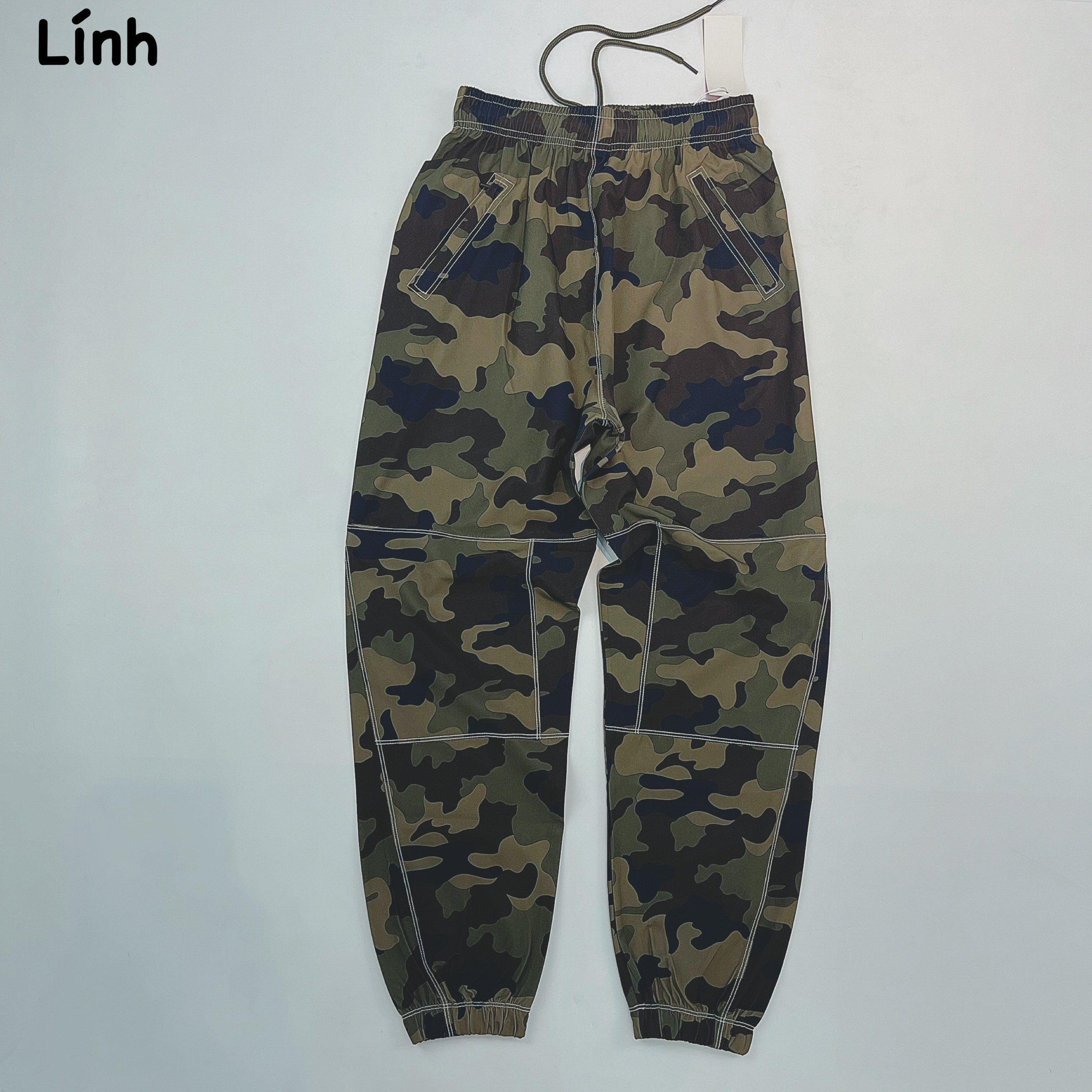 Quần jogger chỉ nổi tập gym nữ chất xi dù có túi khóa kéo 2 bên