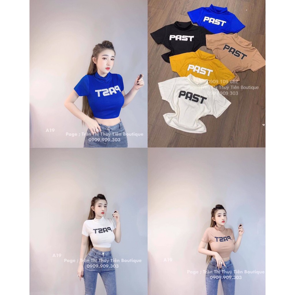 Áo Thun Lụa Croptop Tay Ngắn Cổ Trụ TTSA0130
