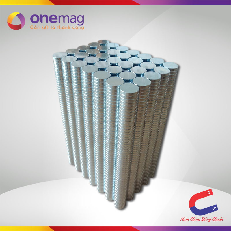 Bộ 100 viên nam châm đất hiếm 10x2mm mạ Kẽm (từ tính cực mạnh)