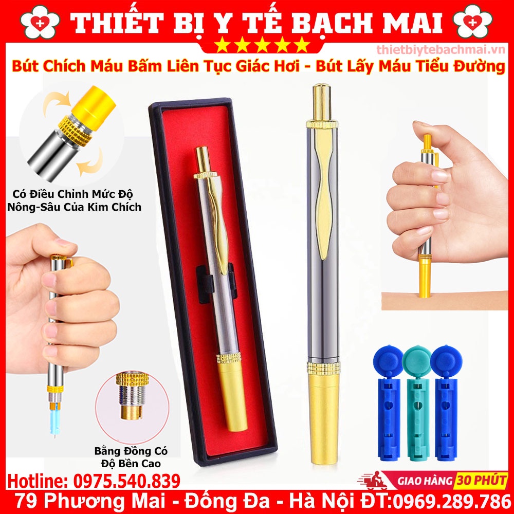 Bút chích máu liên tục cao cấp dùng lấy máu đo đường huyết, giác hơi