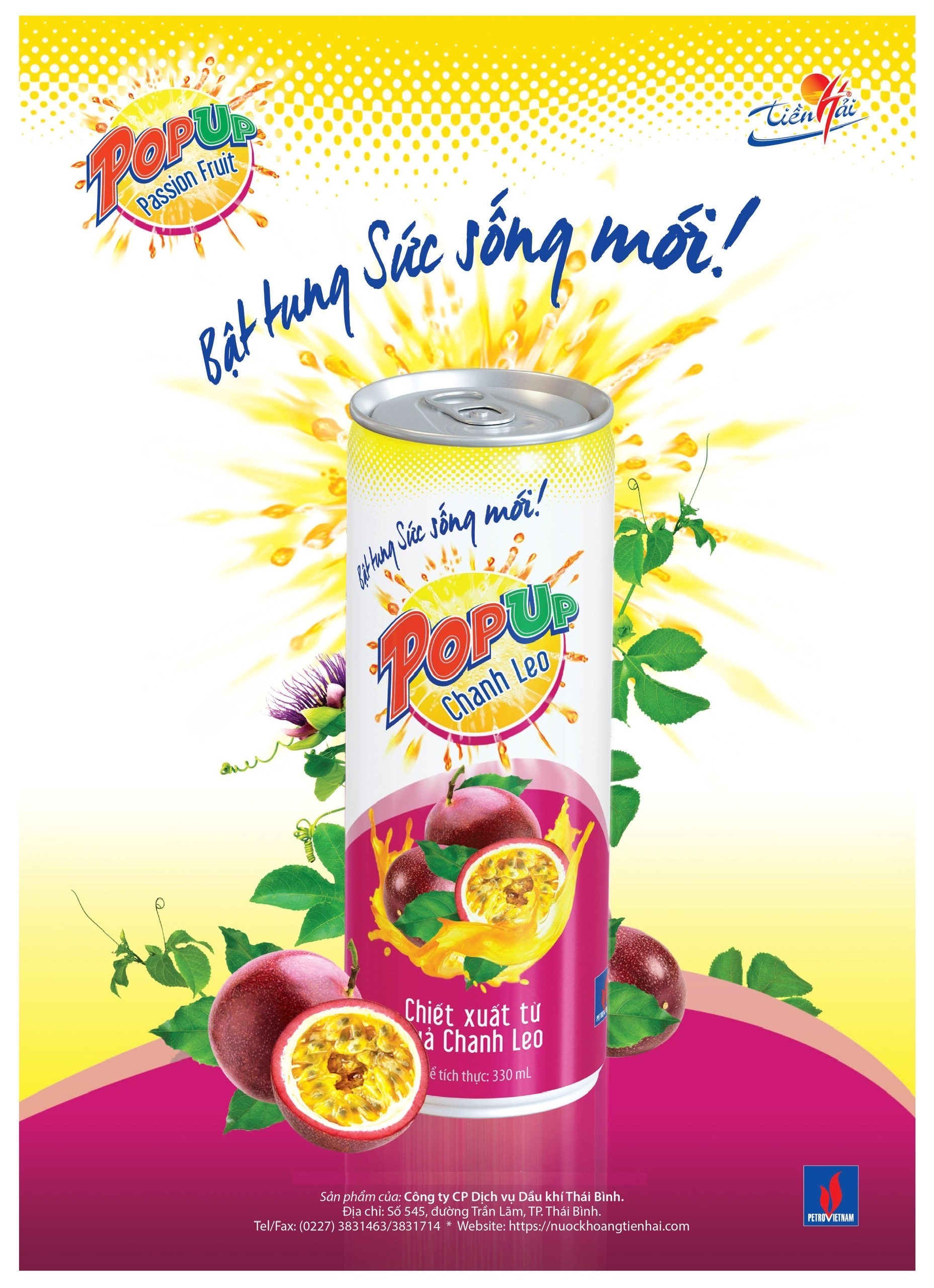 Nước chanh leo PopUp 330ml ( Thùng 24 lon )