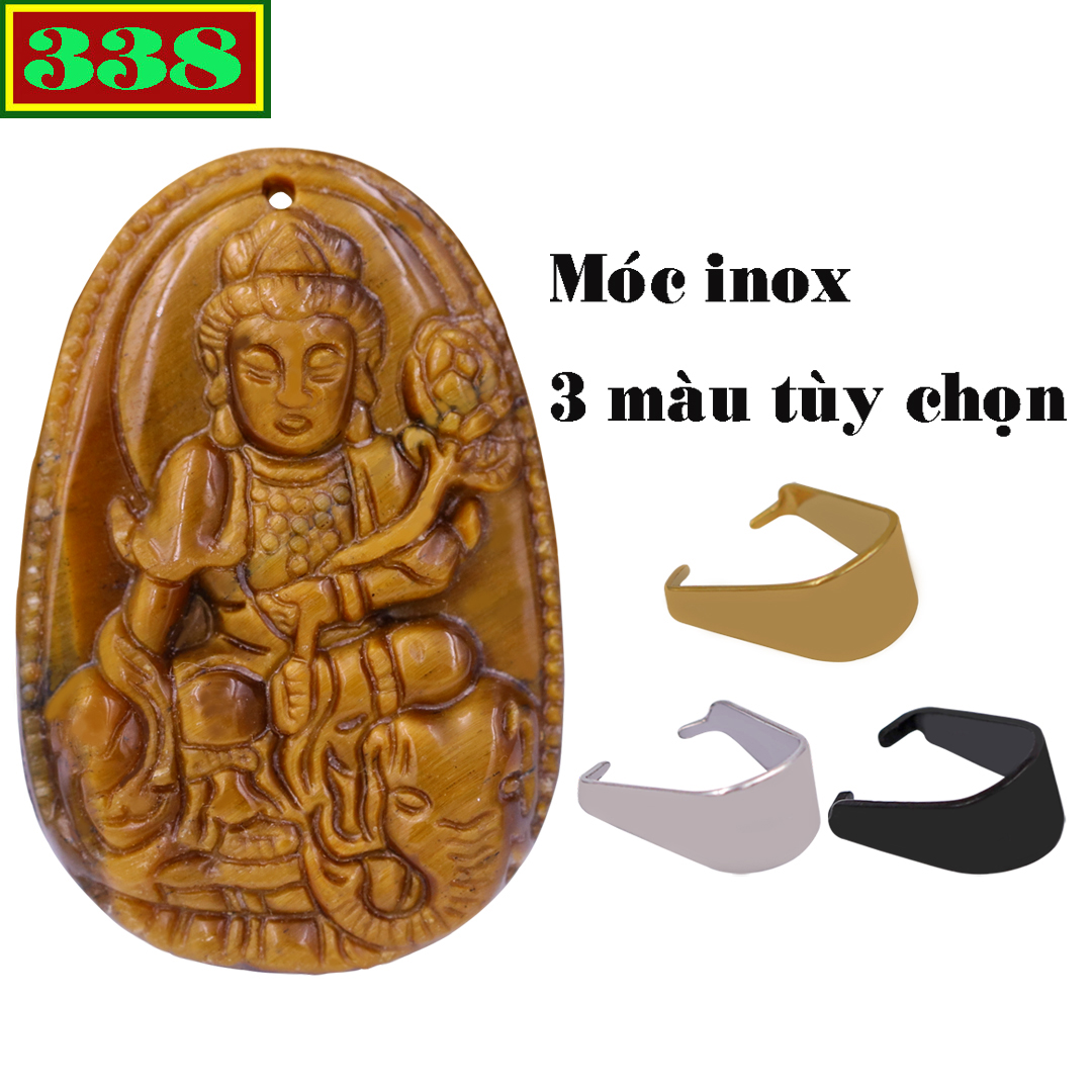 Pendant Samantabhadra Bodhisattva stone tiger eye 3.6cm-Buddha The par old thin, of the snake-bundled hook stainless steel-faced Buddha size small-good luck, peace, health
