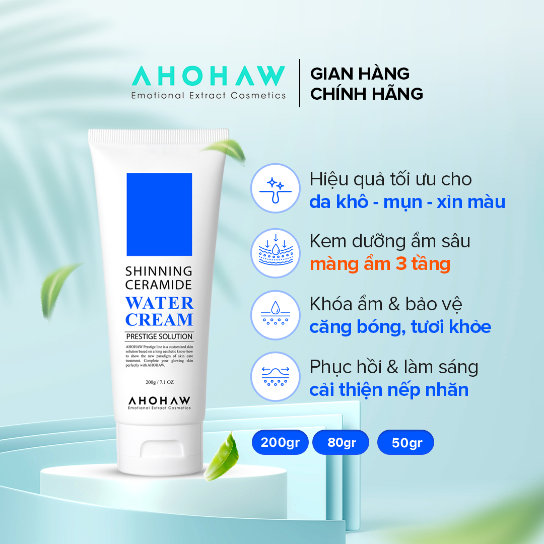 Kem Dưỡng Ẩm Da Mặt AHOHAW Shinning Ceramide Water Cream 200g - Dưỡng Trắng