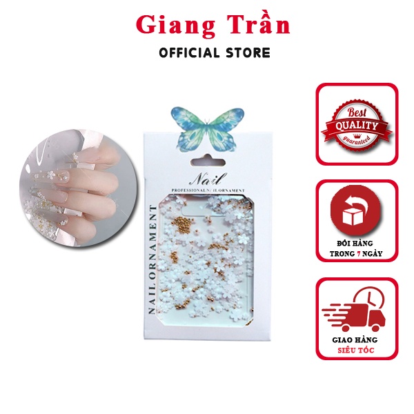 Set charm hoa sứ trắng trang trí móng cực xinh