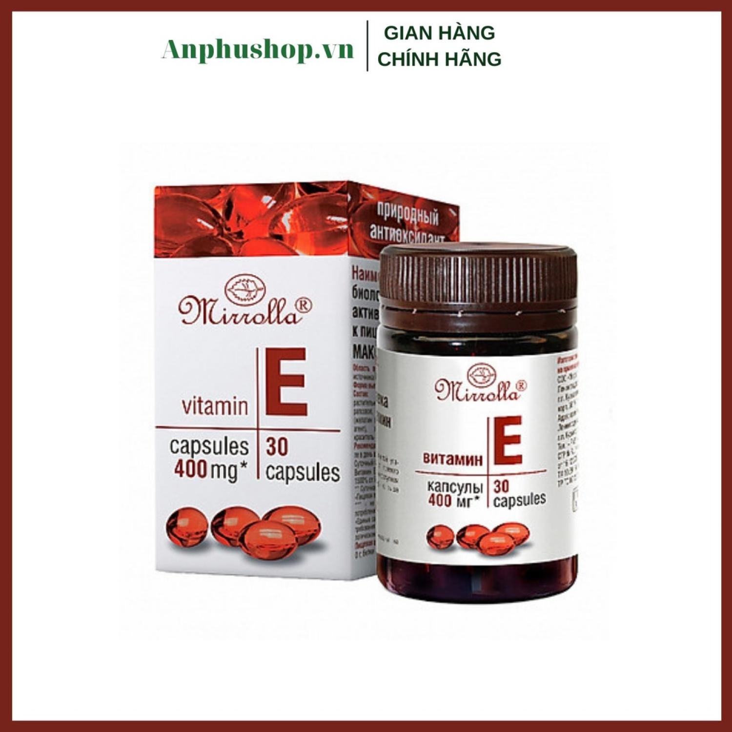 Vitamin E đỏ Nga Mirrolla 270mg - 400mg (Sản phẩm chính hãng)