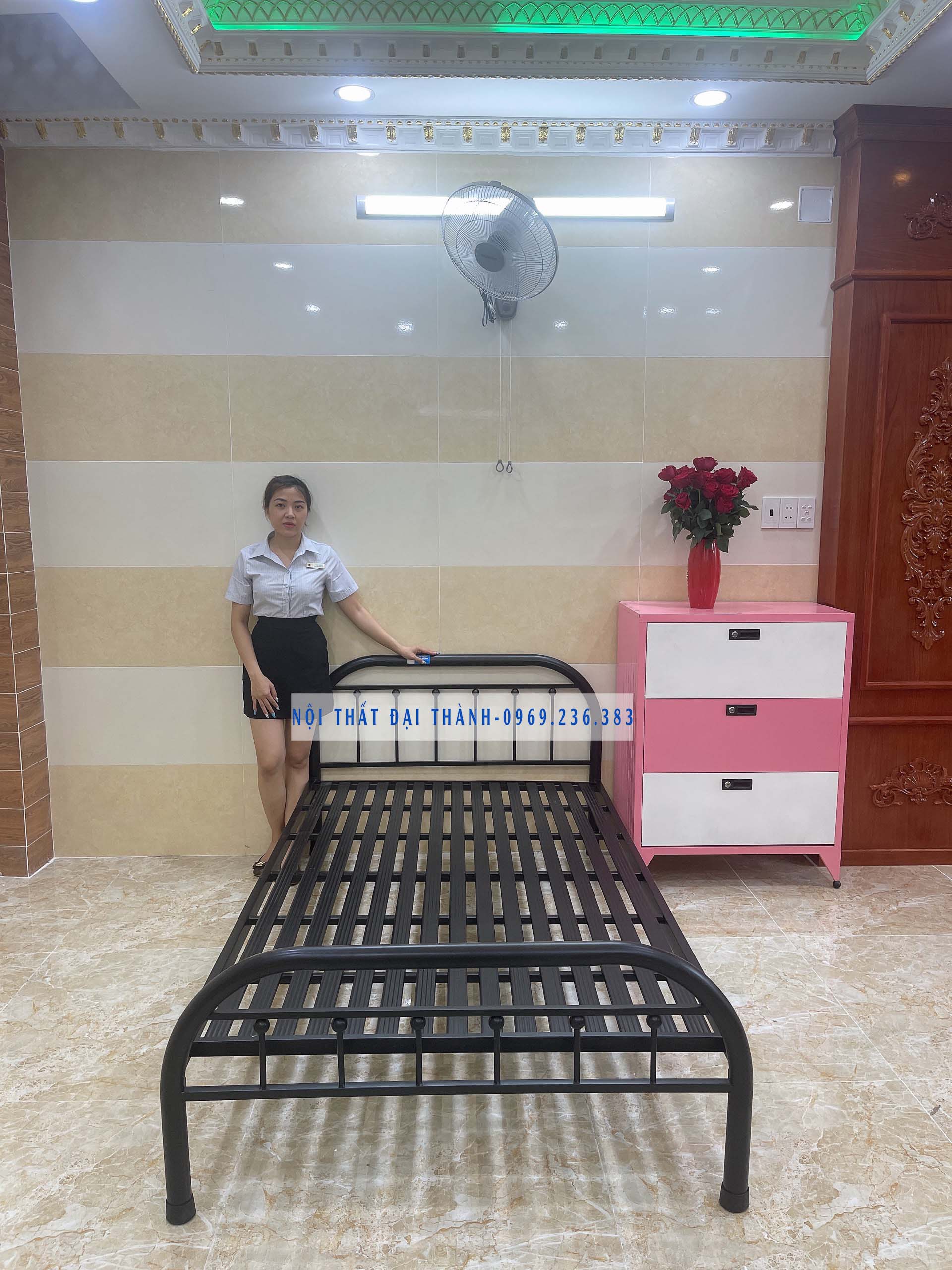Giường sắt mẫu mỹ nghệ trân châu NHIỀU kích thước dài 2m