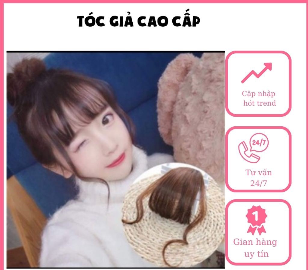 Tóc mái giả ❤️freeship❤️ tóc mái thưa bát xoăn