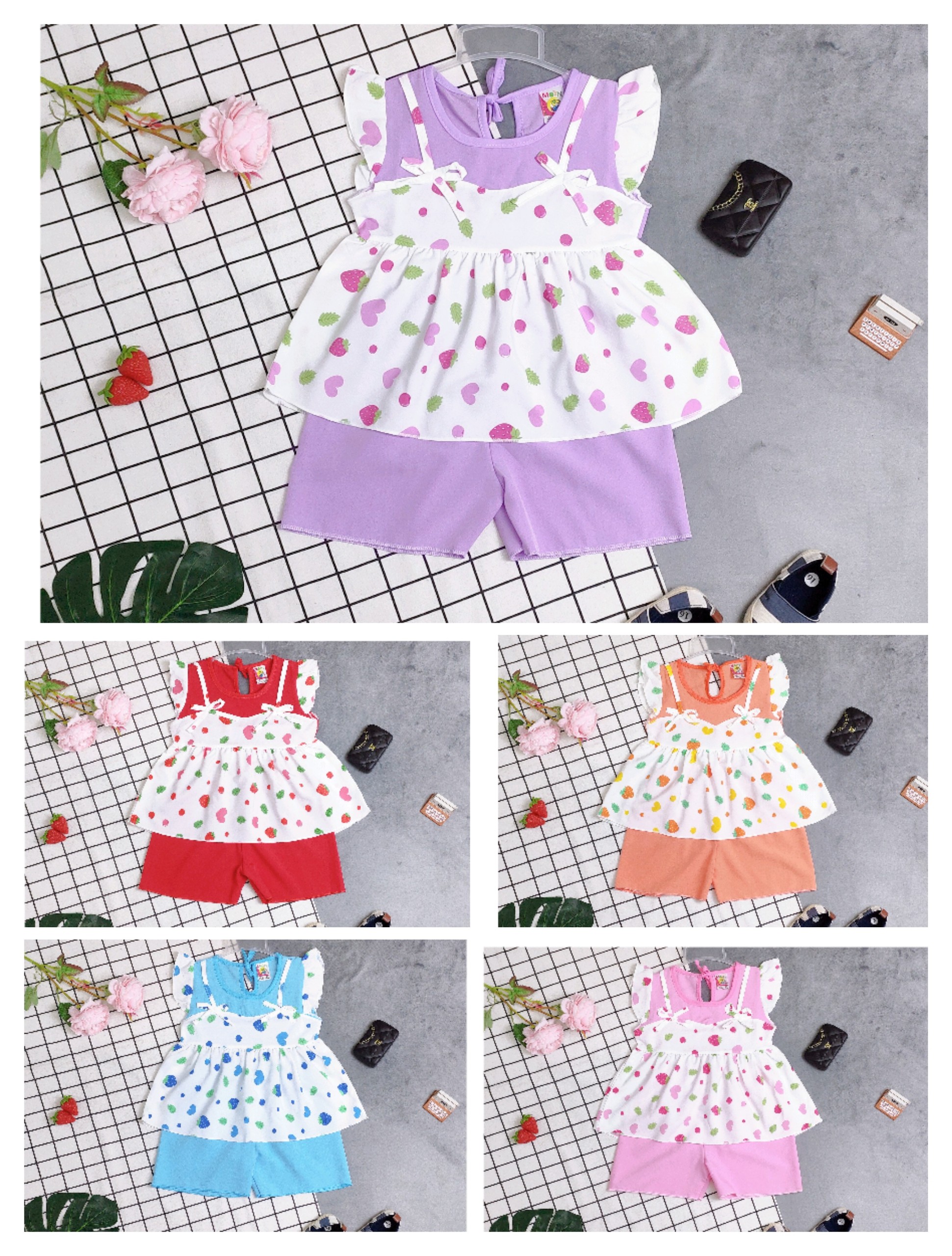 Combo 3 bộ lụa cánh tiên bé