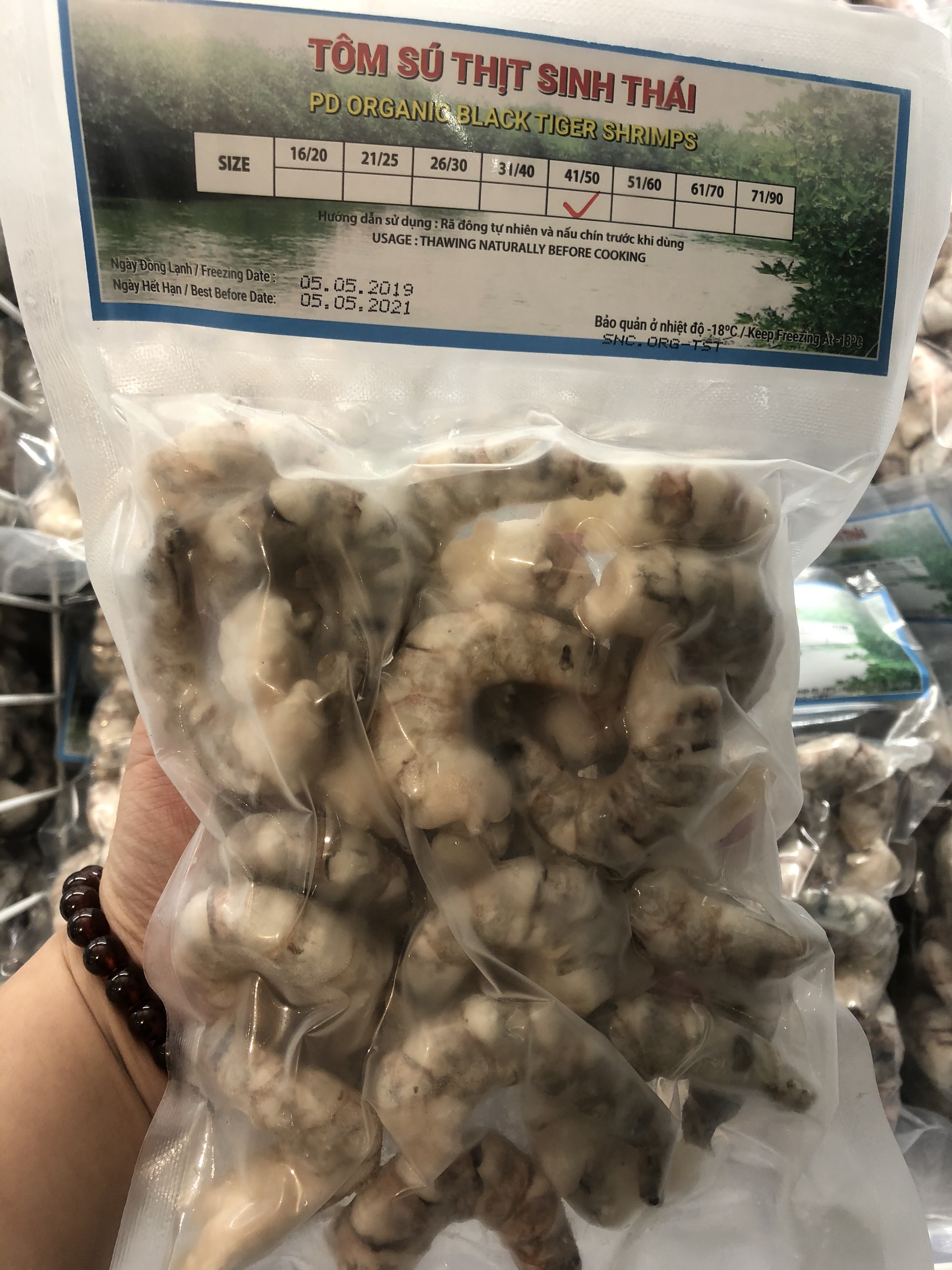Tôm sú thịt sinh thái 250g, kích cỡ 41/50