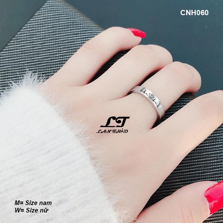 [HCM]Nhẫn cặp đôi nhịp tim ver3 CNH060 Không đen không rỉ sét