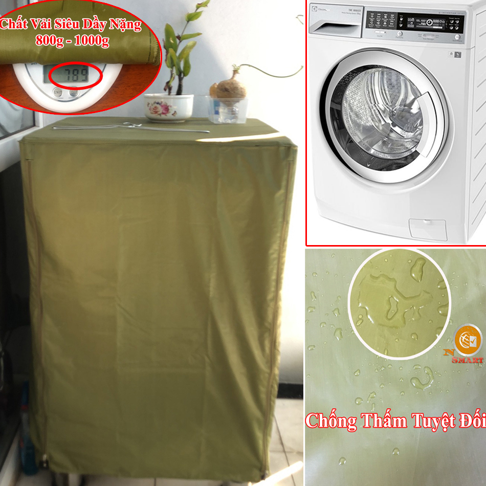 Áo Trùm Máy Giặt Lồng Ngang Cửa Trước Vải Dù Siêu Bền Chống Mưa Nắng Nóng Từ 7kg đến 15kg