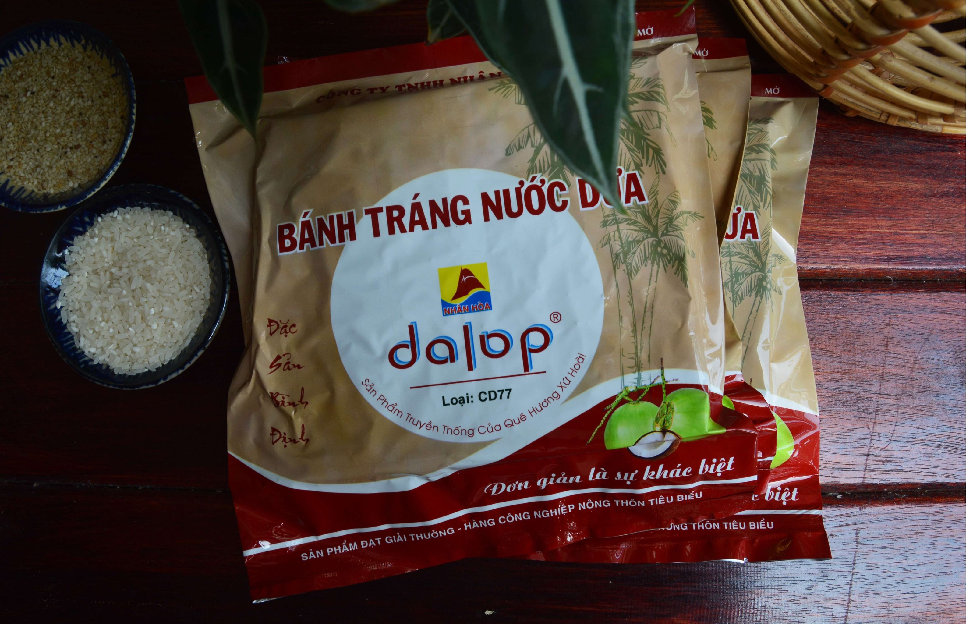 combo 10 gói bánh tráng nướng nước cốt dừa Dalop Bình Định