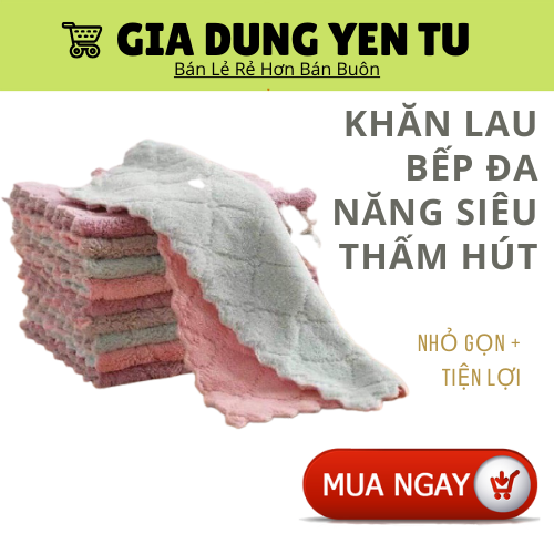 Combo 10 Khăn lau bếp đa năng 2 mặt siêu thấm nước
