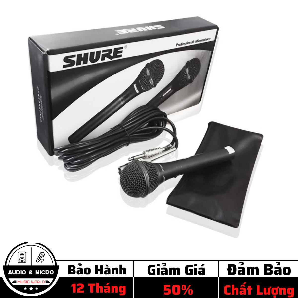 Mic có dây shure 959 bảo hành 6 tháng đổi mới - mic hát karaoke tại nhà shure 959 - micro karaoke shure 959, míc có dây, dòng mic có dây, giá rẻ, chất lượng cao