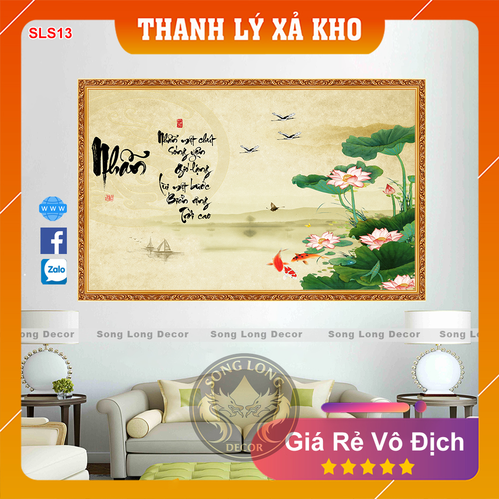 Tranh Dán Tường Chữ Nhẫn- SLS13-Tranh 3d Thư Pháp - Song Long Decor