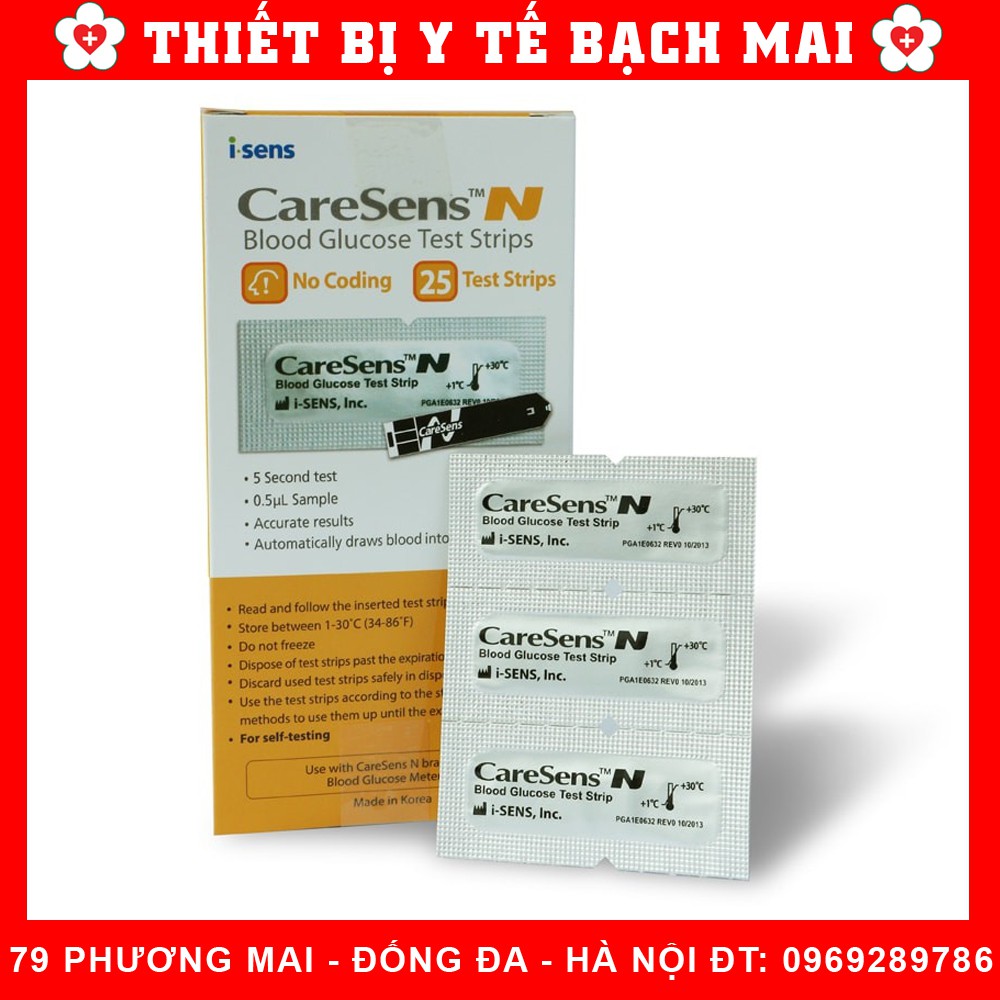 Que Thử Đường Huyết CareSens [Hộp 25 Que Rời]