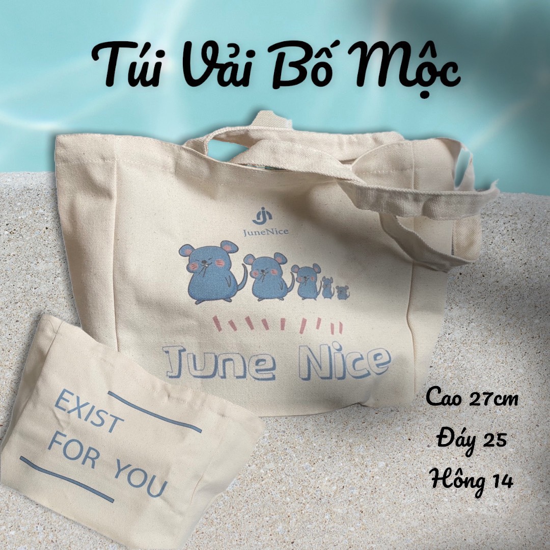 Túi vải canvans ( vải bố mộc) June Nice, túi tote đeo vai
