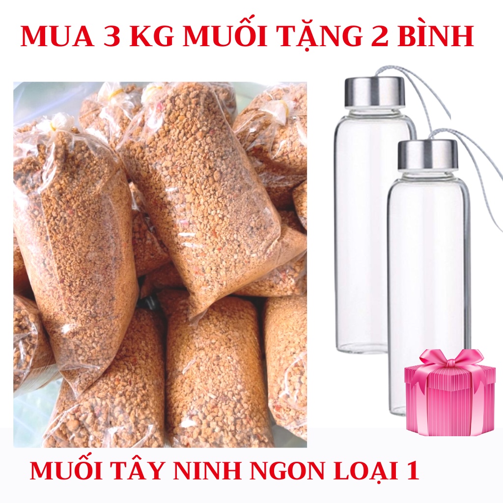 [COMBO 3 kg muối Tây Ninh loại NGON tặng 2 bình thủy tinh cao cấp chịu nhiệt] Combo 3 Kg muối Tây Ninh Loại 1 thơm ngon