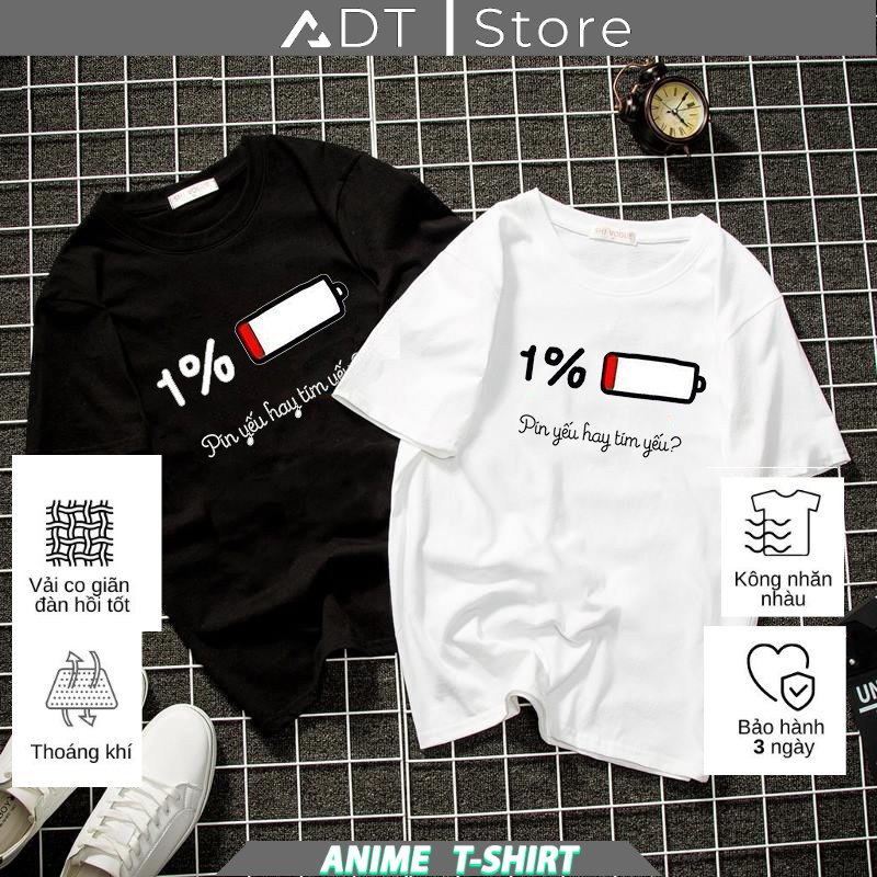 Áo thun unisex pin yếu hay tim yếu form rộng vải dày mịn 2019T914