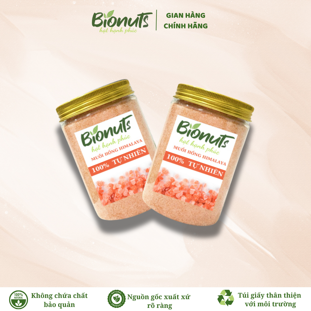 Muối Hồng Himalaya BIONUTS 450g ( khối lượng tịnh 425g ) Nhập Khẩu Pakistan - Khoáng chất tự nhiên, thanh lọc cơ thể, cân bằng điện giải,...