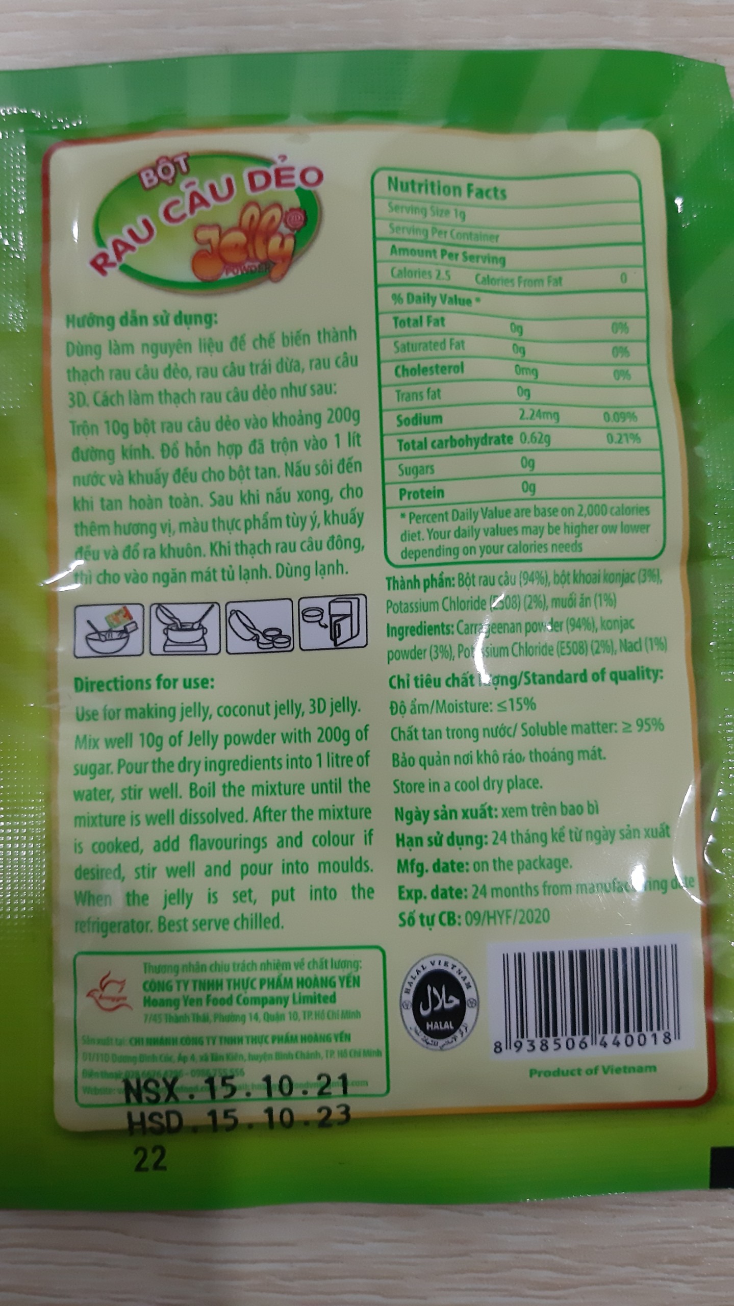 Bột rau cau dẻo / giòn Rovin 10g