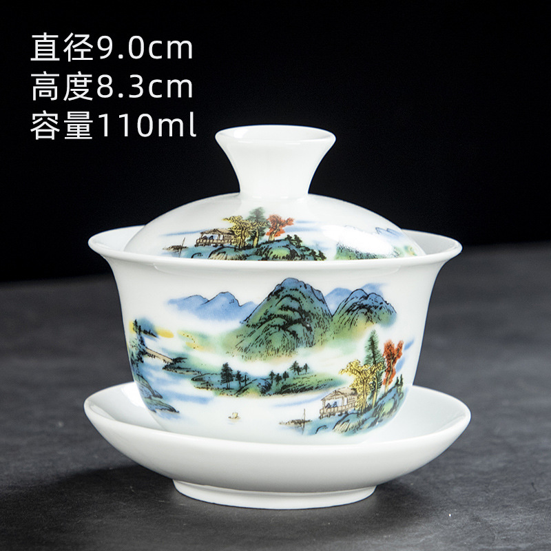 Chén Khải sứ trắng Bạch Định thấu quang 135 ml