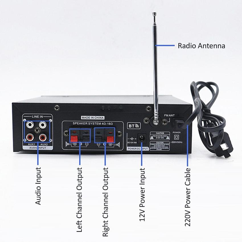 Ampli Karaoke Mini 12V đă năng 2 cổng Mic BT-309A