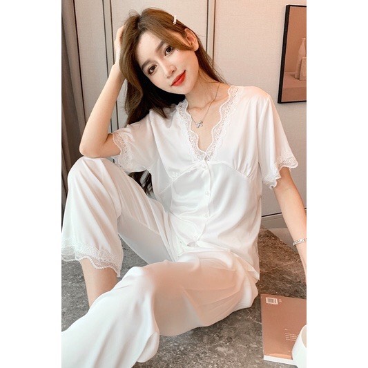 Bộ ngủ đùi tiểu thư cao cấp Hàn quốc(B08) ⚡️FREE SHIP⚡️