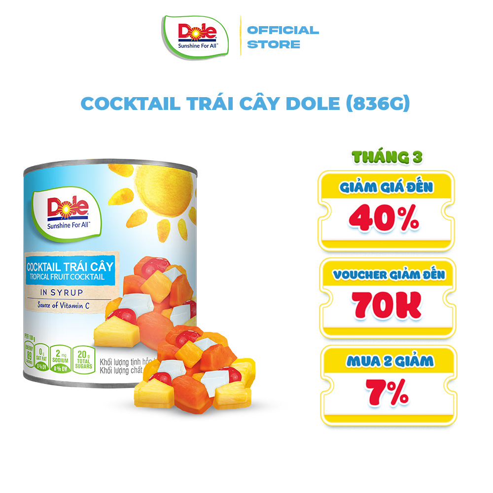 [MUA 2 GIẢM 9%][VOUCHER 50K ĐƠN 209K]Cocktail Trái Cây Dole (836g)
