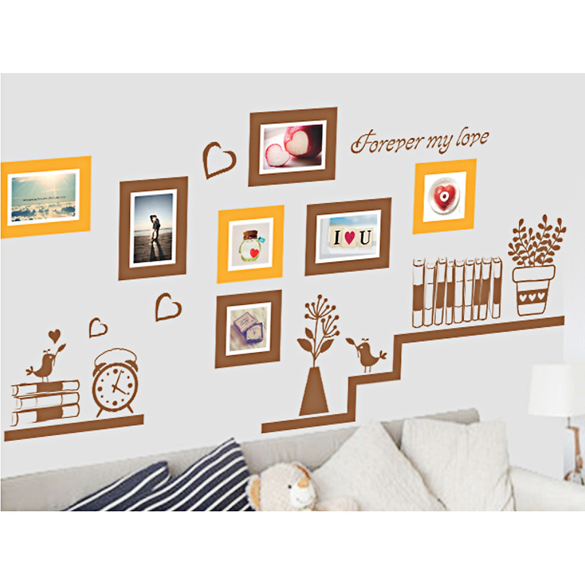 DECAL DÁN TƯỜNG KHUNG ẢNH PHOTO NÂU