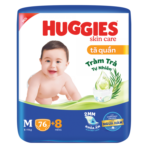 Tã quần Huggies Tràm Trà M76 /L68/XL60/ XXL54+8 miếng