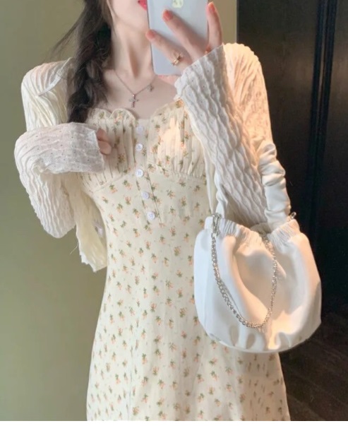 Váy Hai Dây Hoa Nhí HT01 Phong Cách Hàn Quốc