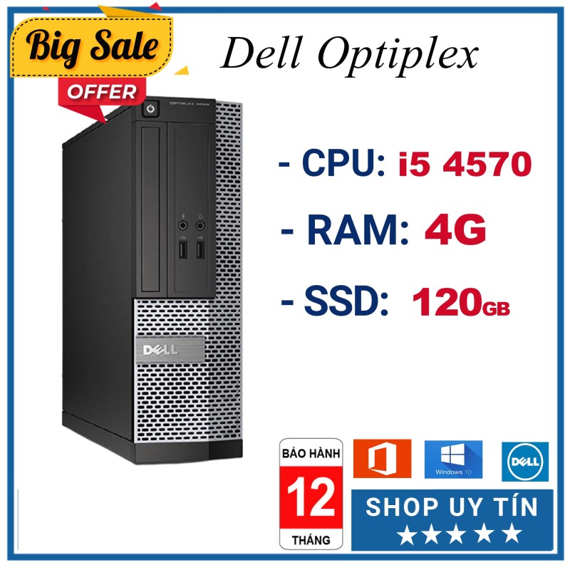 Bảng giá Case máy tính đồng bộ Dell 3020 i5 4570 Ram 4G, ổ cứng SSD 120GB, hàng chính hãng nhập khẩu Nhật, bảo hành 12 tháng Phong Vũ